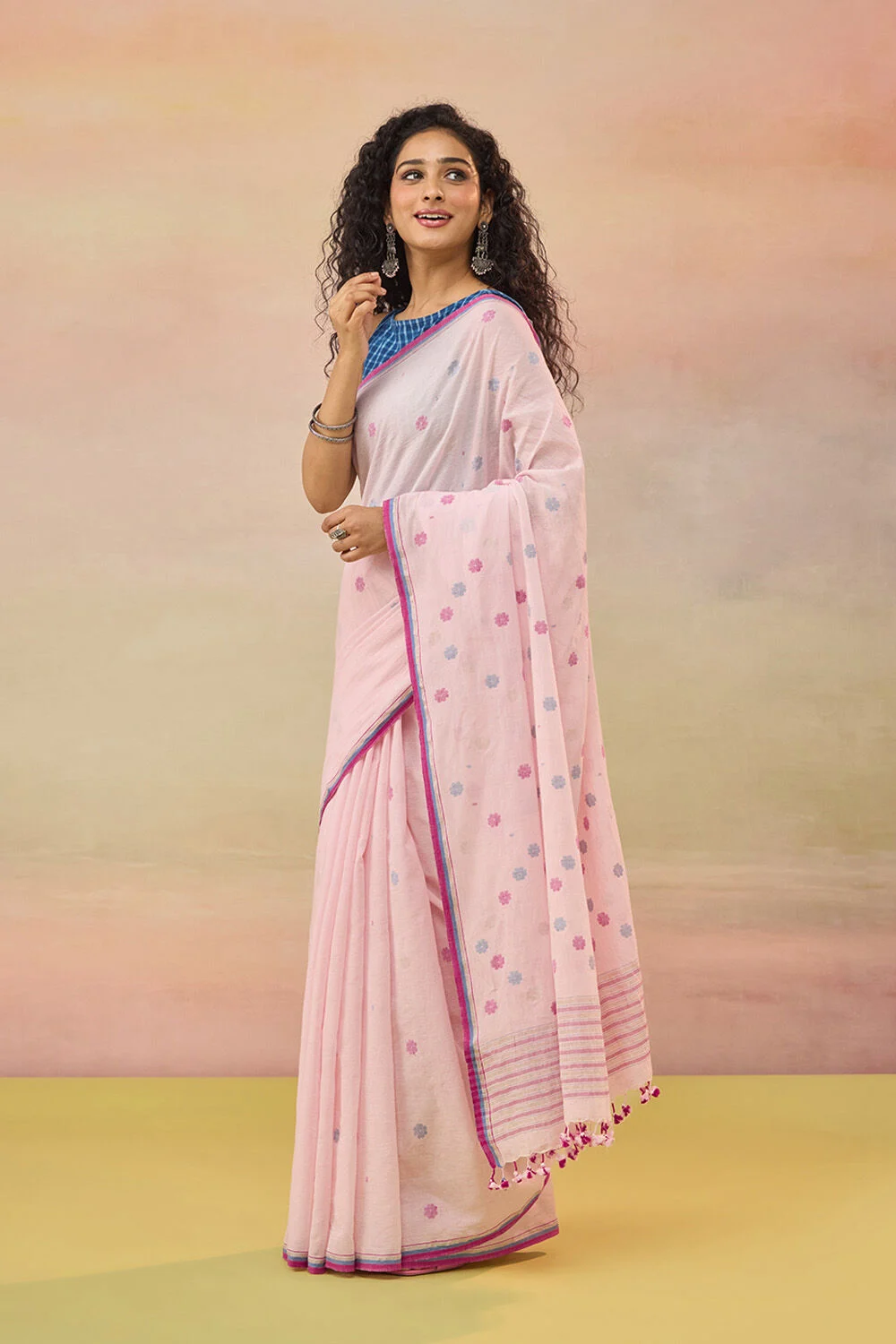 Light Pink Bengal Pure Cotton Jamdani Saree